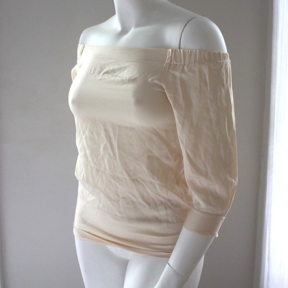 THEORY NEW Peach Cream Silk Joscla Poplin Top NEW - Picture 5 of 6